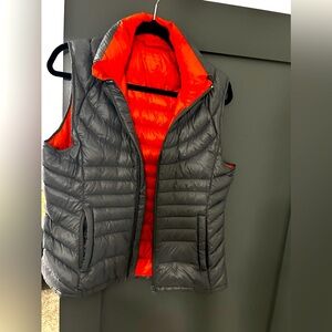 Women’s, quilted vest, goose, gray, medium, warm, pockets,